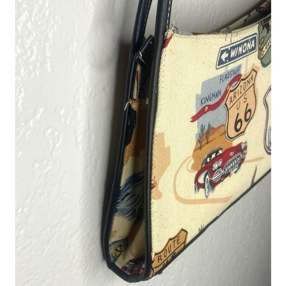 VTG Route 66 Shoulder Bag Purse USA 50s Car Retro Road Trip Collectible Travel - Picture 7 of 8